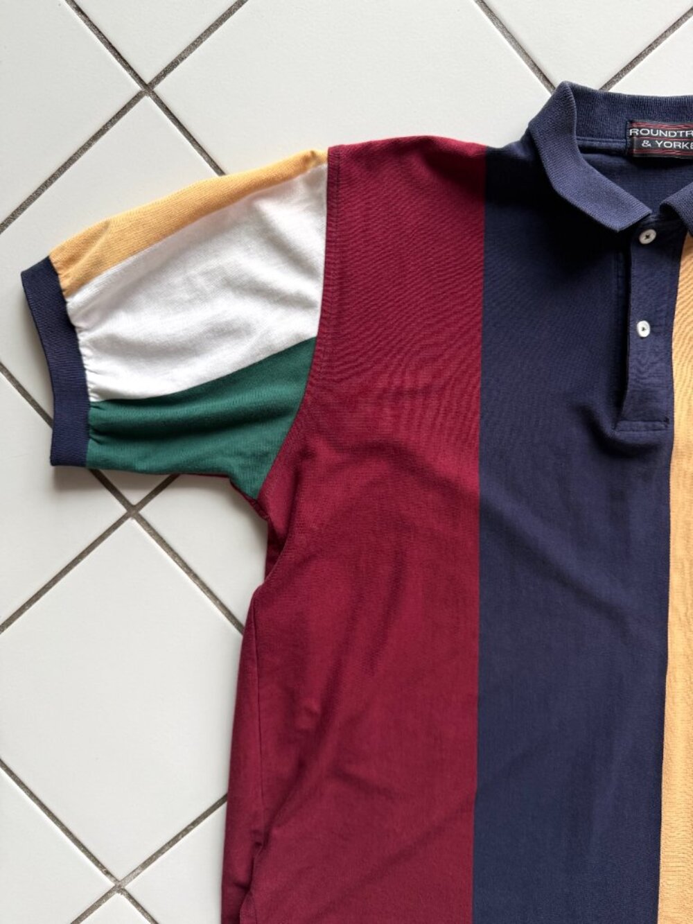 Vintage Roundtree & Yorke colourblock Men's Polo (medium)